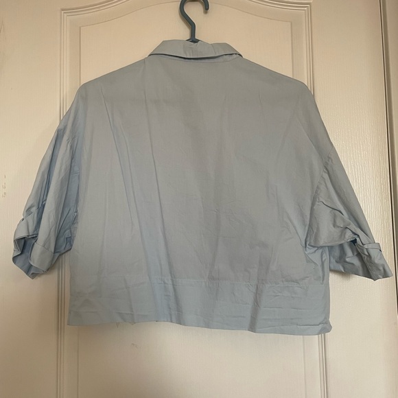 Zara Light Blue Cropped Button-up - Size S - Picture 3 of 7